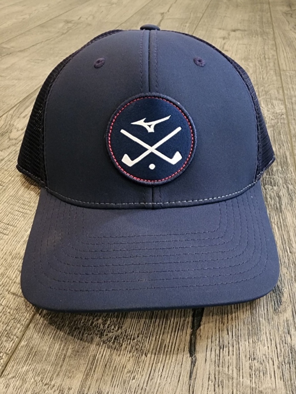 Mizuno Cross Clubs Hat FlexFit Tech 110 Cap Snapback Blue Poly Spandex Mash Golf